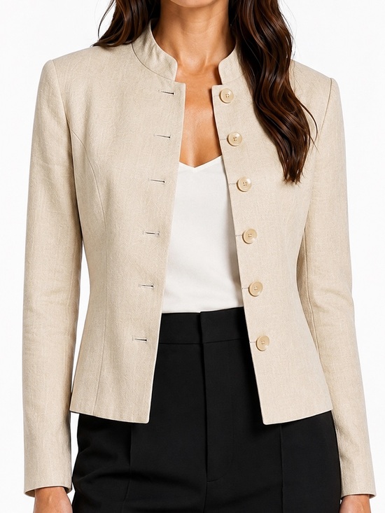 Polo Ralph Lauren Jackets & Blazers - RALPH LAUREN Cream Linen Shoulder Pad Jacket US 10